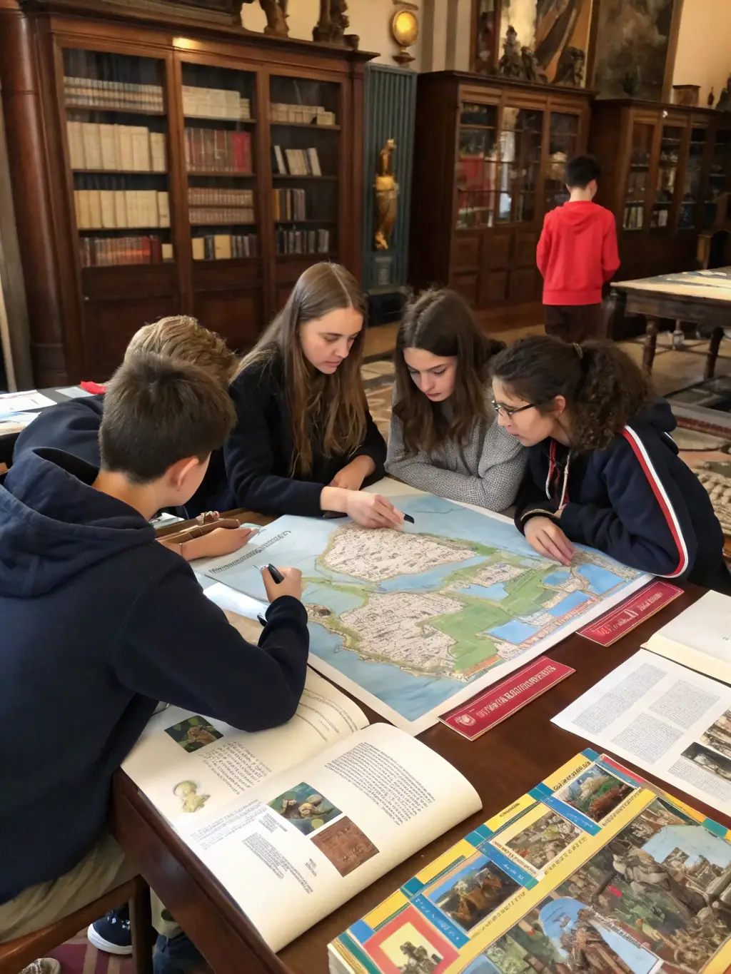 A group of students participating in a hands-on workshop, learning about historical artifacts and engaging with local heritage.